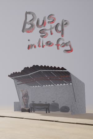 Bus stop in the fog