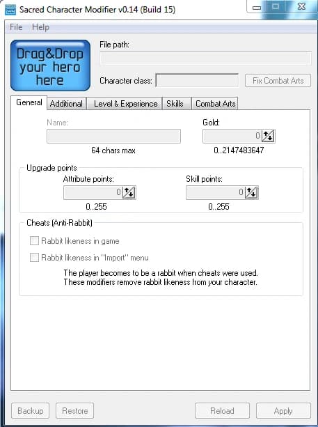 Sacred Character Modifier