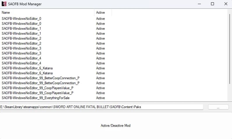 SAOFB Mod Manager