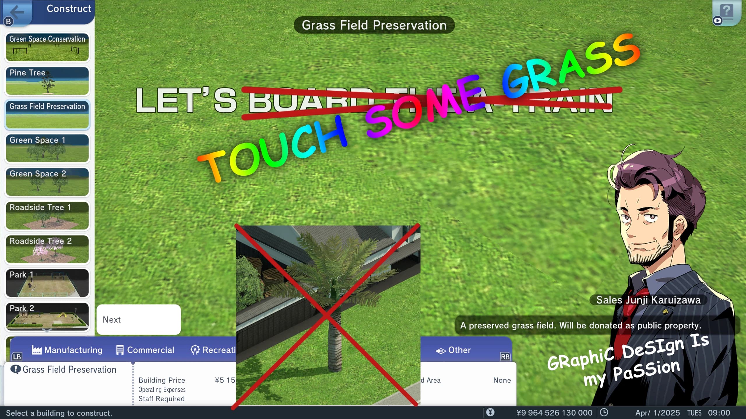 Palm Tree to Grass Field