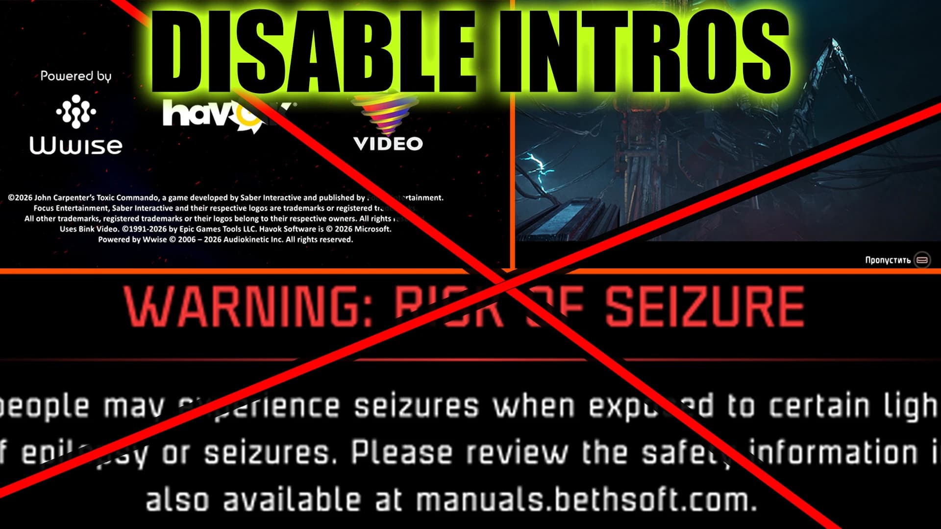 Disable Intros and Epilepsy warning and All Cinematics