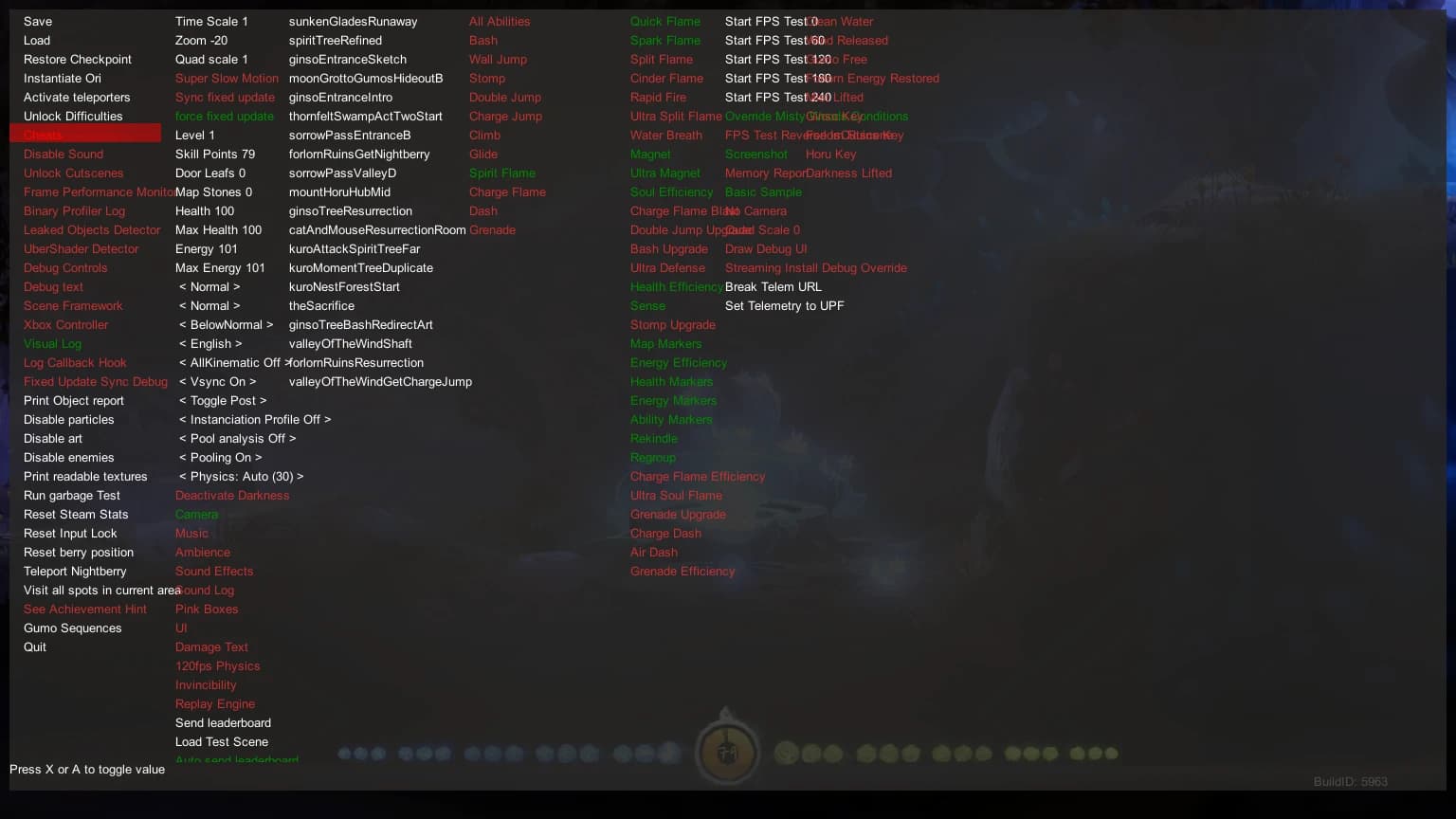 Ori and The Blind Forest Debug Menu Enabler