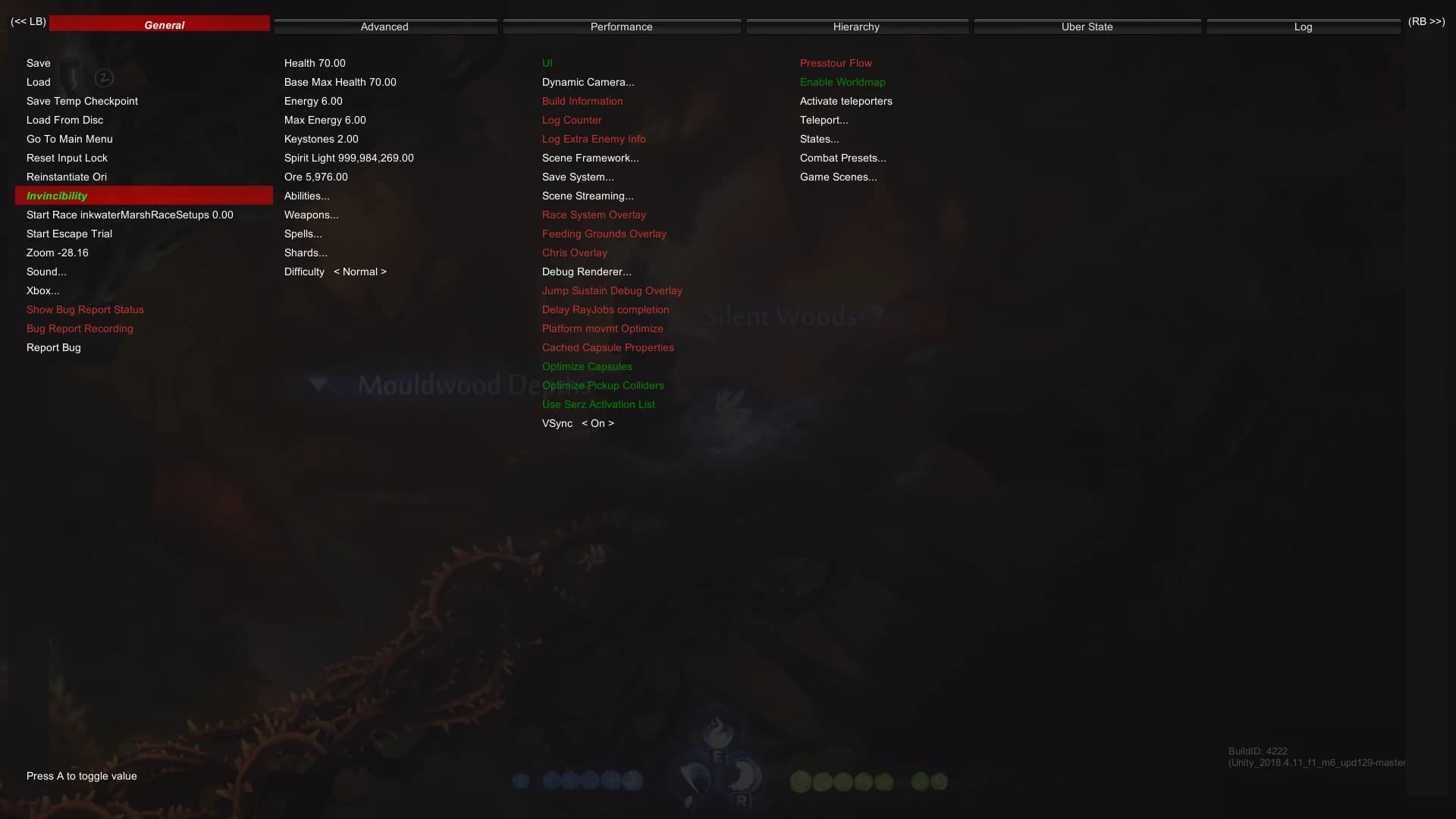 Ori and the Will of the Wisps Debug Menu Enabler