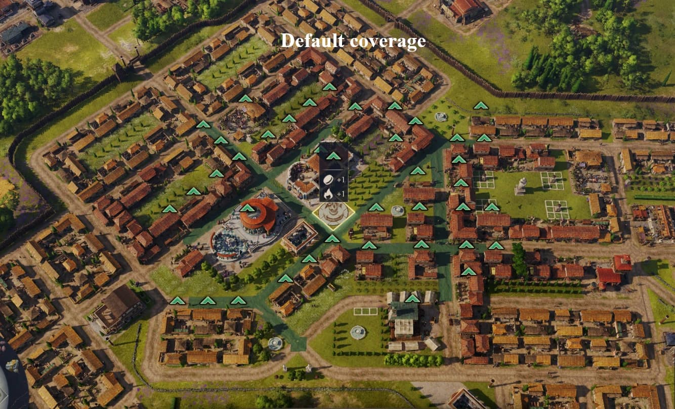 Increased coverage radius for Shrines Wells Watchtowers Latrines