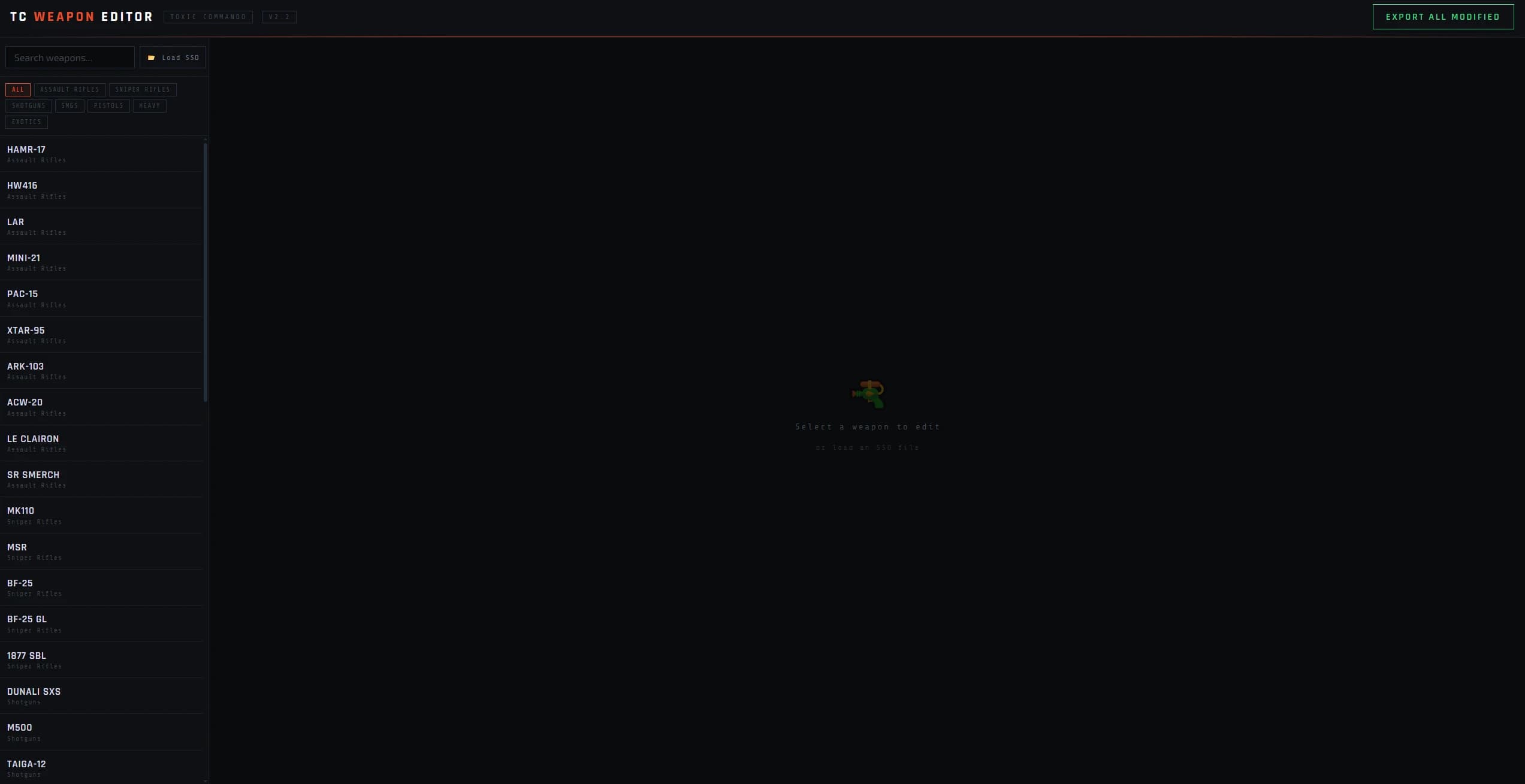 Toxic Commando - Weapon Editor (WebUI)