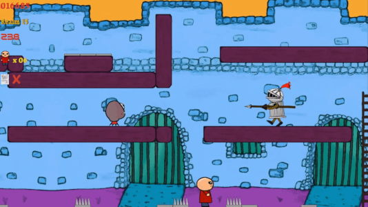 Lucas avoids sharp spikes in the Knights and Castle level of Lucas the Game (2015)