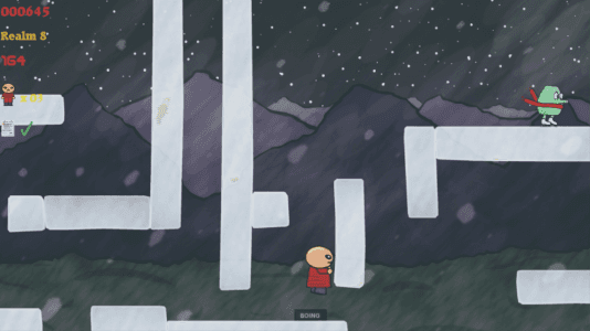 Lucas the main character is Lucas the Game by Timothy Courtney is sliding around in the Ice level